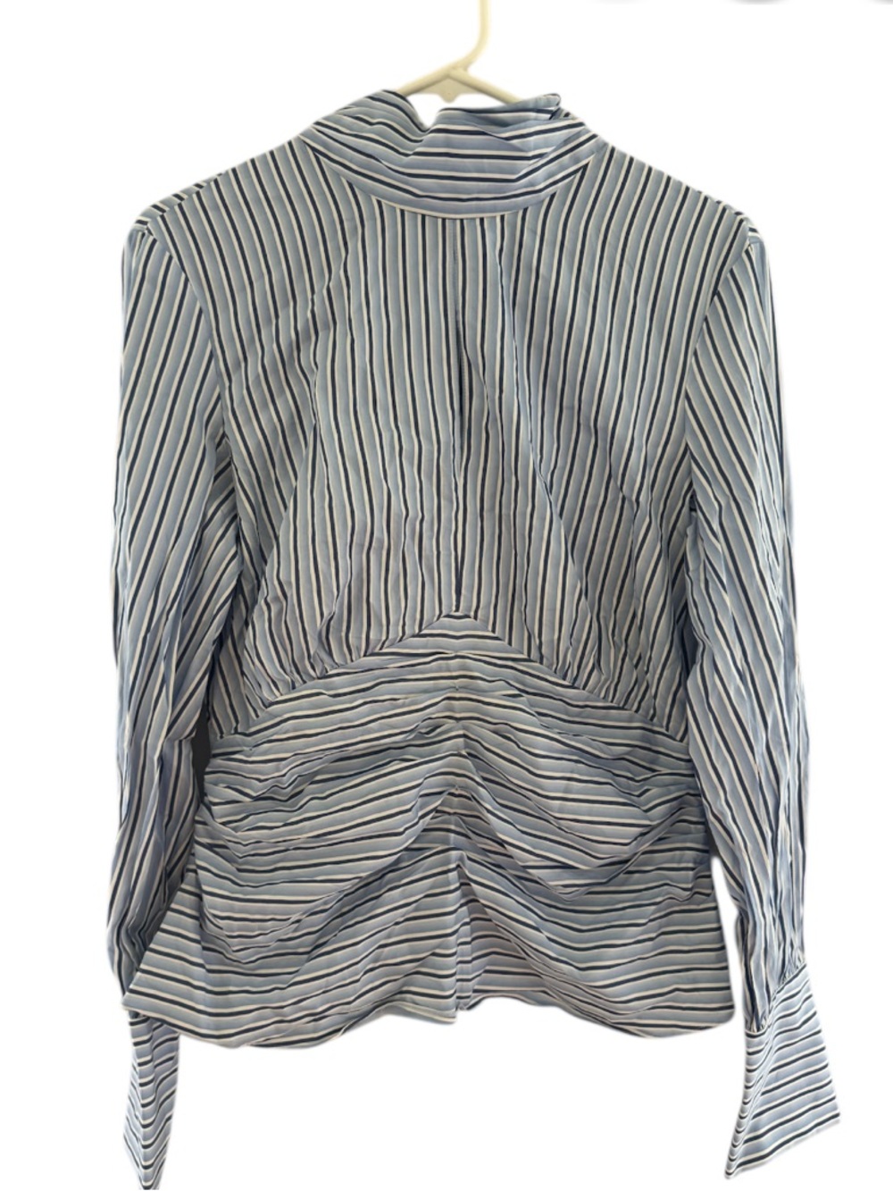 Victoria Beckham Blue and White Stripped Blouse Neck Tie Size 8
